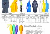 Rain Suits With Hood, Cloth Lined Rubber