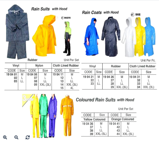 Rain Suits With Hood, Cloth Lined Rubber