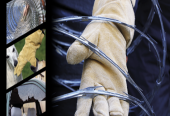 Gloves Armored Leather, For Razor Wire Installation
